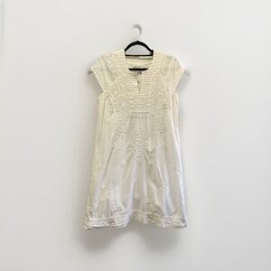 Roller Rabbit Women's Embroidered Dress Fully Lined Shift Cotton Boho Medium